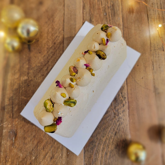 Bûche pistache-framboise