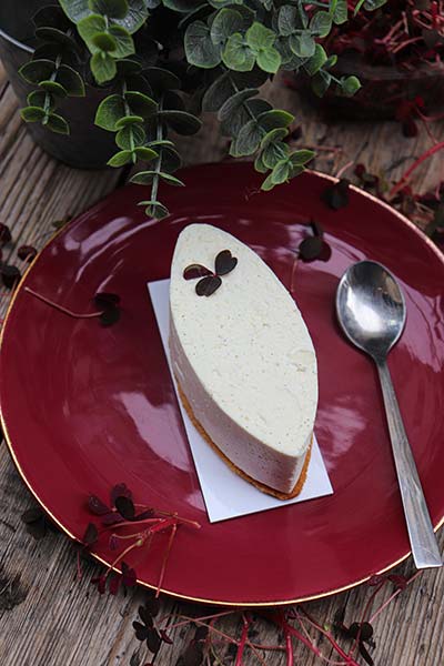Plume cheesecake rhubarbe-framboise